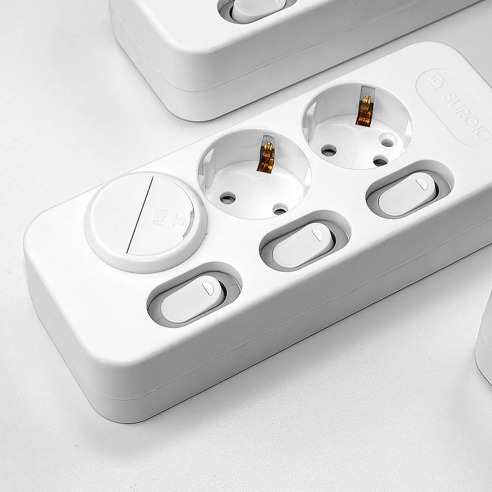 써지오 안전 멀티탭 절전 멀티콘센트 3구개별 1.5m 안전커버 1개 전기절약