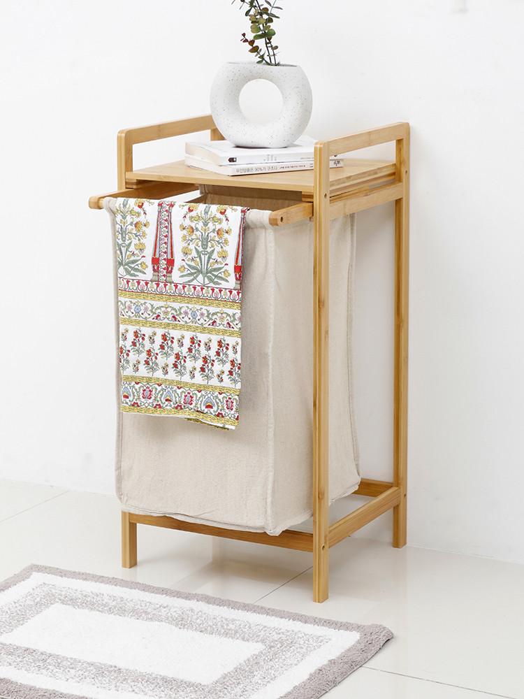 [5월 세일가/무료배송] 바네스데코 대나무 햄퍼 수납 선반 협탁 1단 빨래바구니