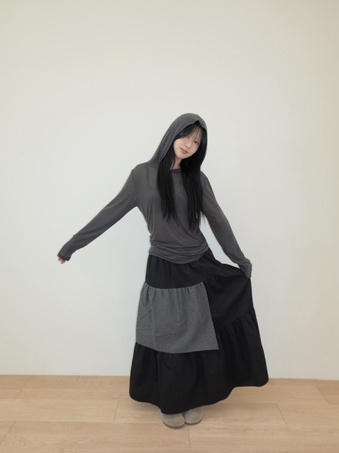 그레인 배색 스커트 (2color)