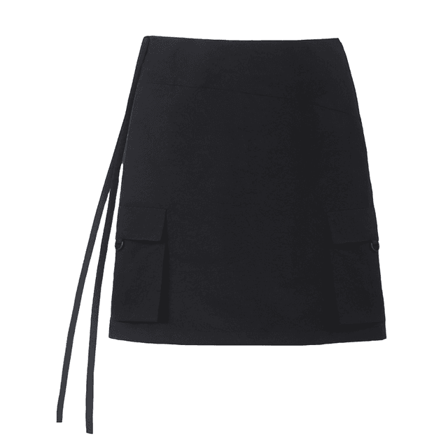 [EEUM] belted cargo midi skirt