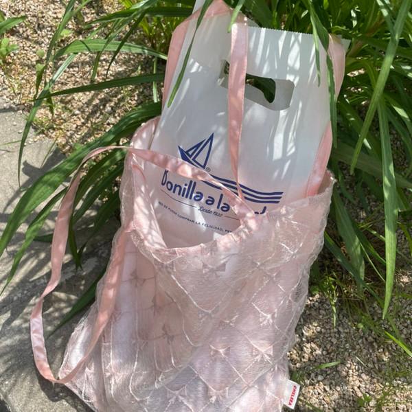 Satin Ribbon Bag 새틴 리본백 발레코어 가방- Peach pink