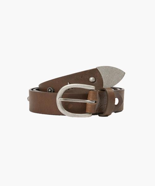 LEATHER STUD BELT_washed brown pull-up
