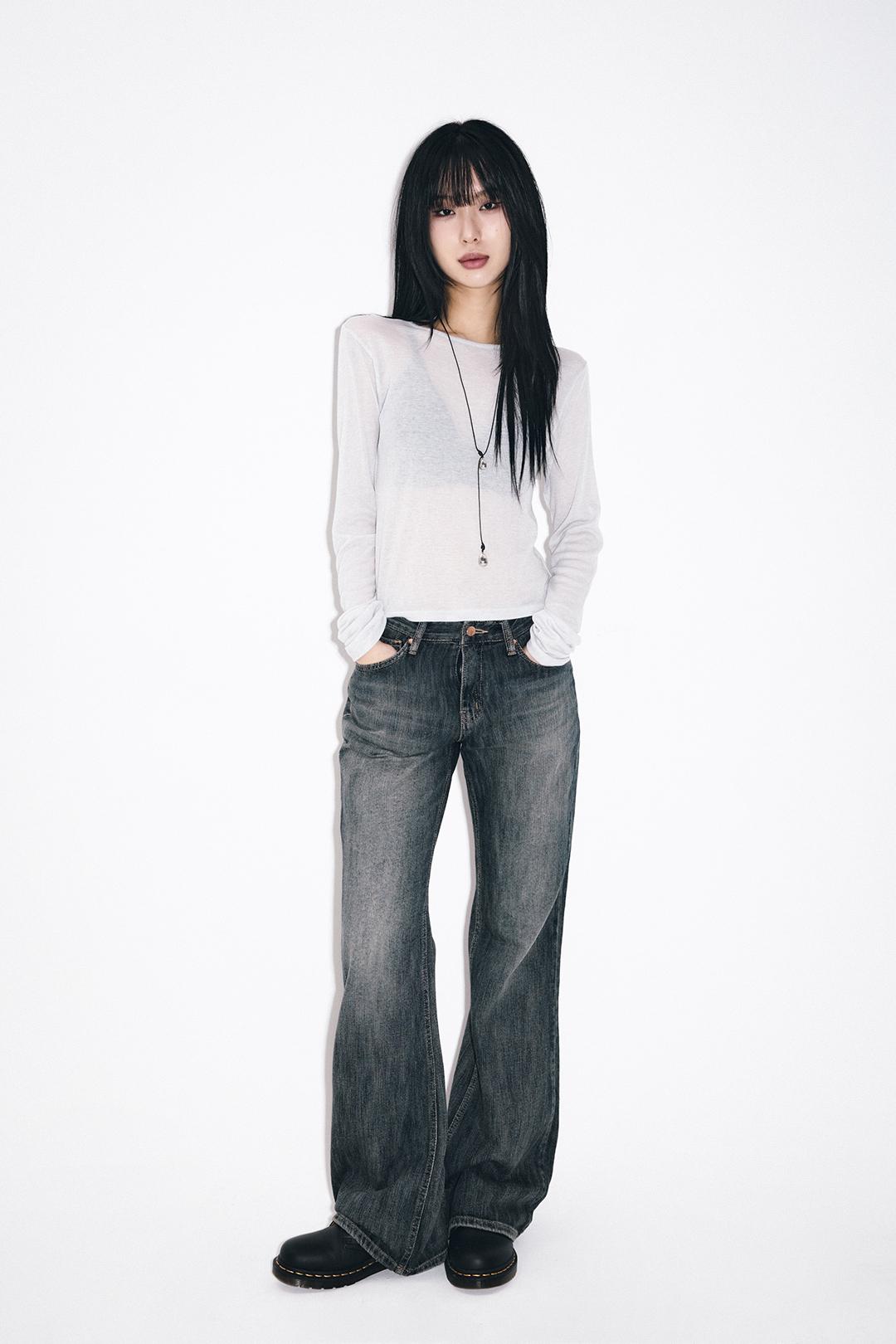 루프온 슬랍 하이 플레어 진 (2color)