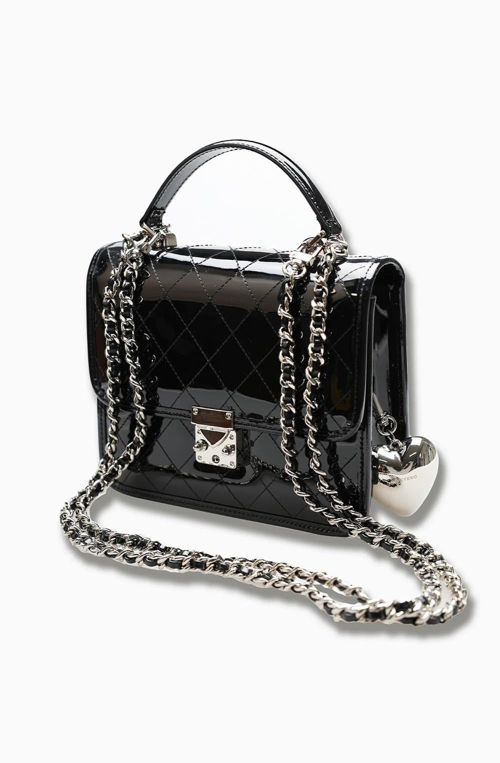 Myeyeko Exclusive Line - SOPHIA BAG (MEDIUM CLASSIC) Italy Patent Black & Silver