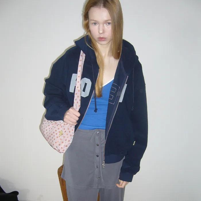 Logo Applique Zip-Up Hoodie [2 Color]