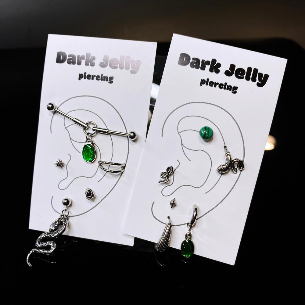 Slytherin 해리포터 뱀링 사선피어싱  써지컬스틸 다크젤리 피어싱