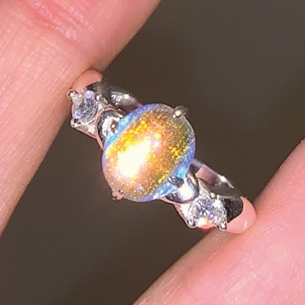 와이알유디 영롱하고 오묘한 고급 원석 순은 실버925 반지 프리사이즈