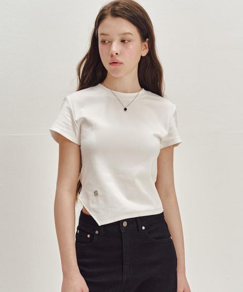 W. 오블리크 슬림핏 반팔 티셔츠 [WHITE]_SEWTS005WHITE