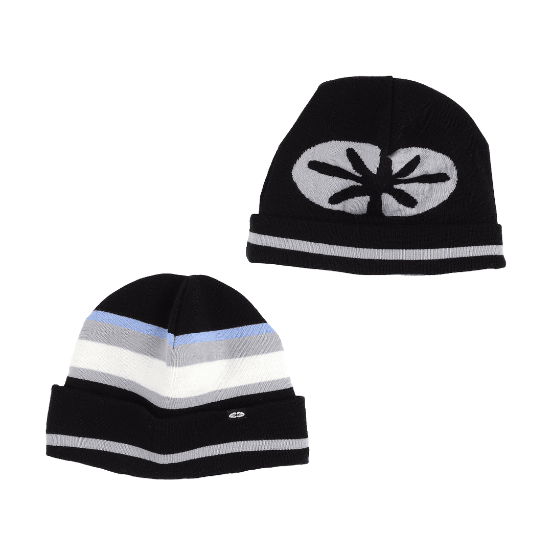 Reversible Stripe Beanie Black