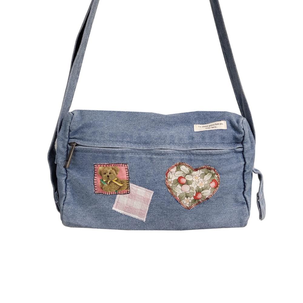 미니 중청 크로스백 데일리 가방 업사이클 패치워크 데님 산책 한강