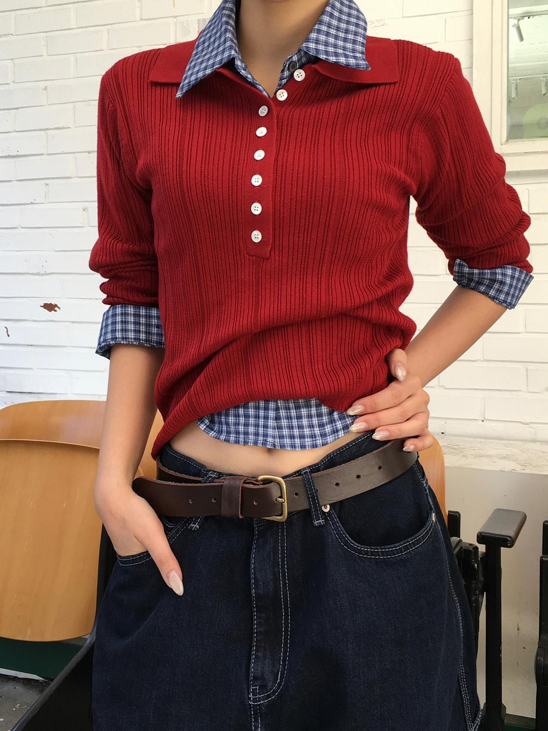 롭 슬랍 카라 니트 (4color)