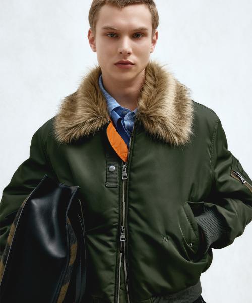 FUR COLLAR MA-1 BOMBER awa737u(KHAKI)