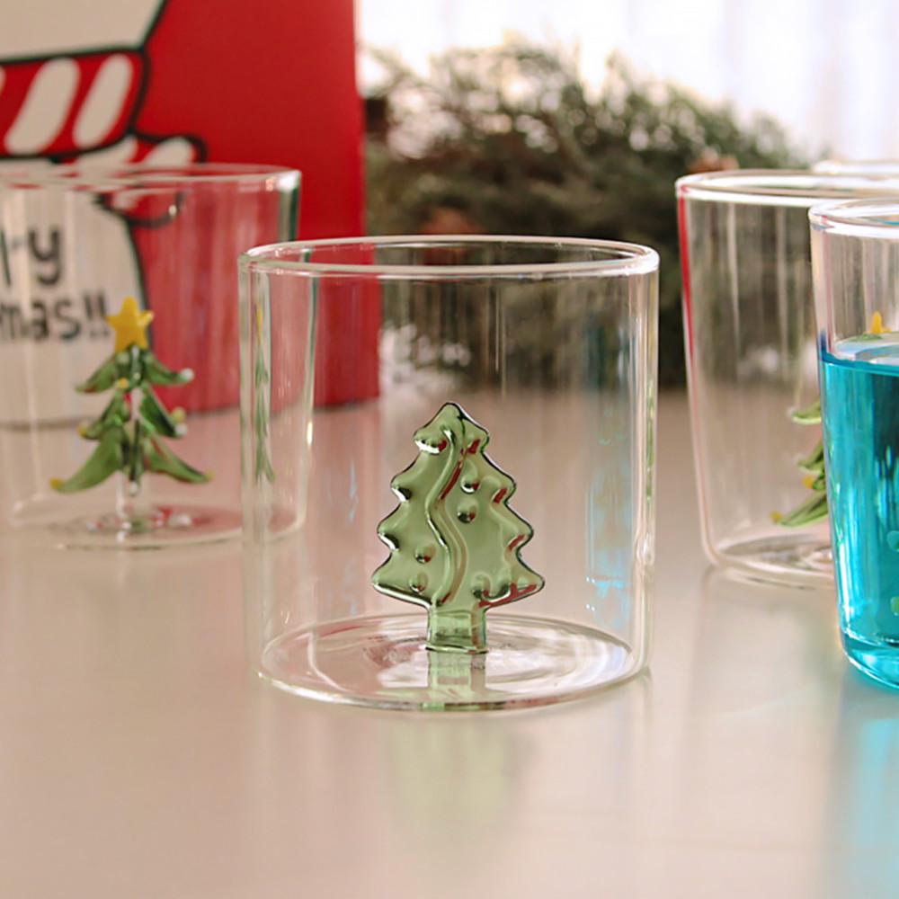 크리스마스 내열 유리컵 트리 히든컵 언더락 아메리카노잔 2type