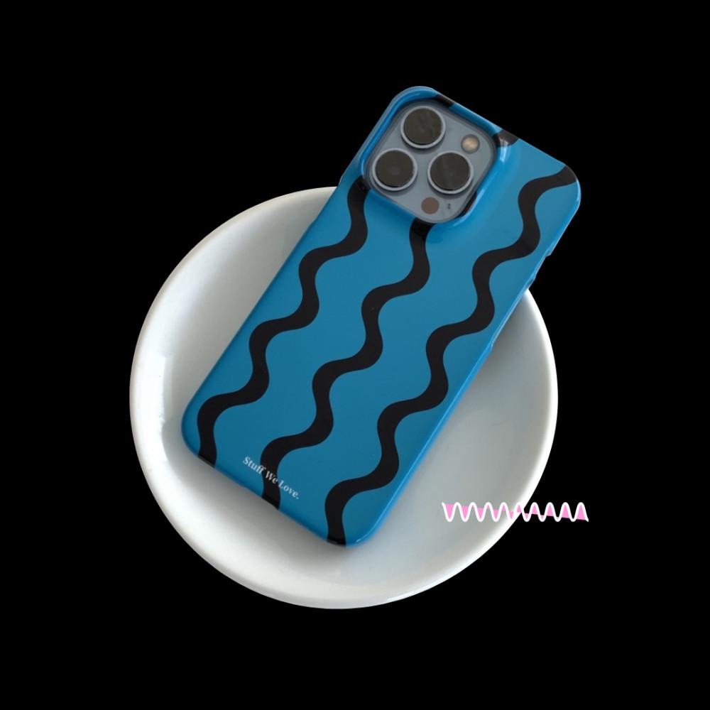 트윙클스터프, 유광 Wavy Blue 갤럭시 아이폰 물결 파도 유광 하드 케이스