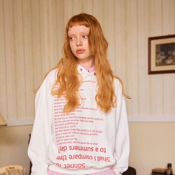 SONNET 18 HOODIE / white pink