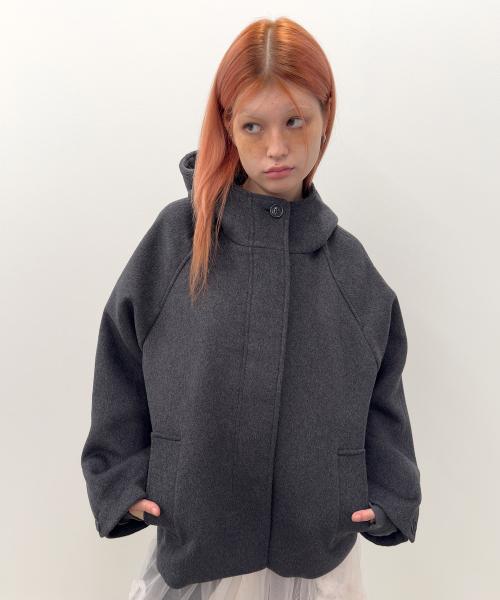 Hooded Half Coat [Charcoal]