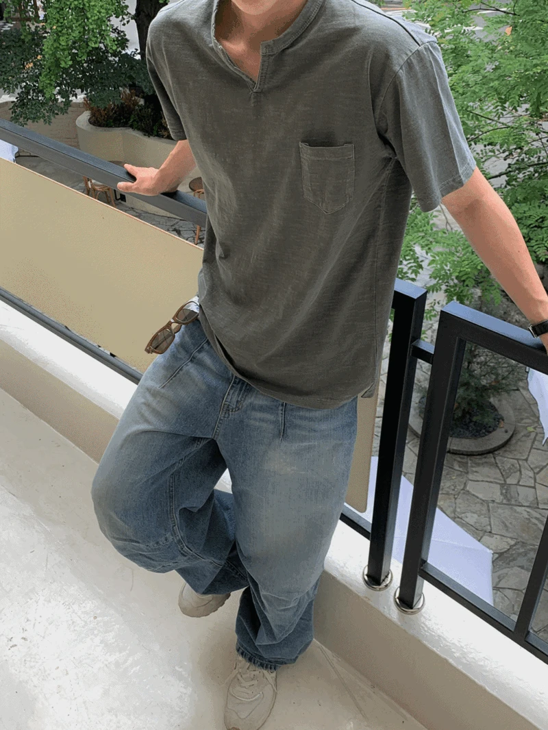 슬릿 워싱 빈티지 반팔티 (4color)