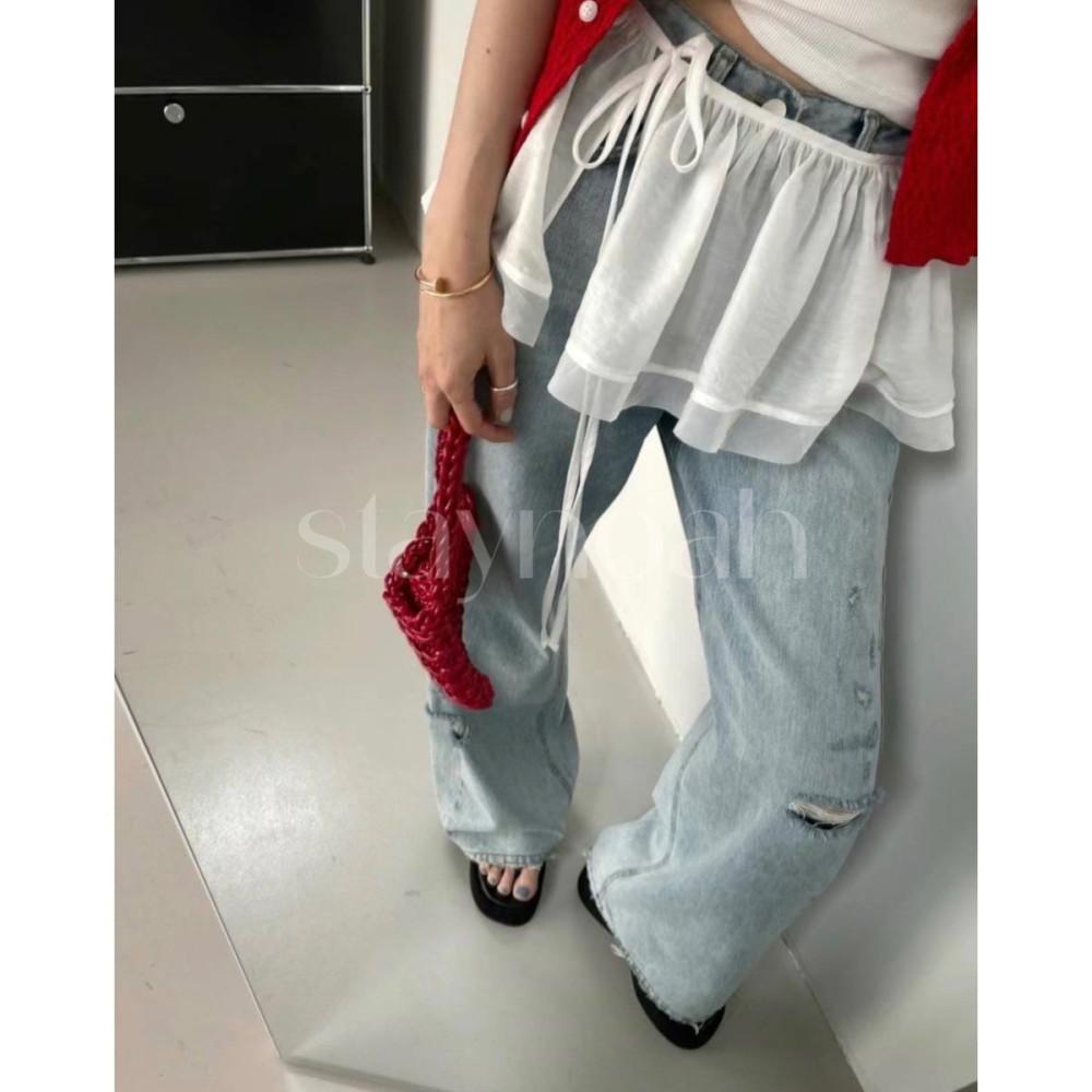 Flower 플라워 체리 레이어드 스커트 시어 프릴 미니 sk