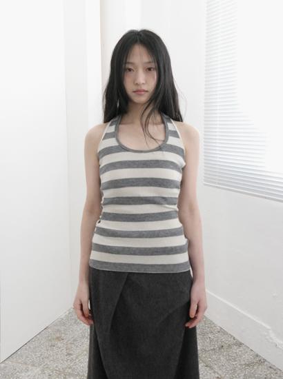 에프터먼데이 보더 캡 니트 홀터 톱 (2c)