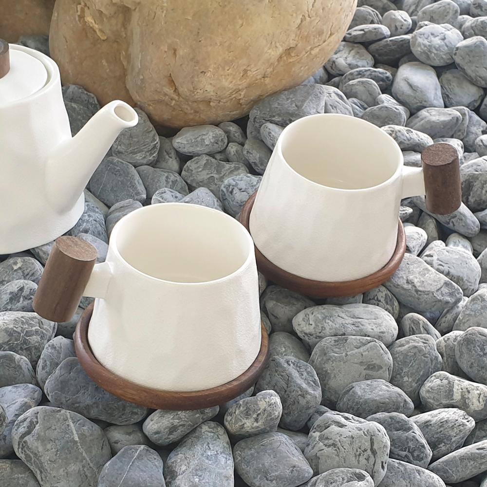 [감각적인 선물] 티로직 계수나무 머그 2P 우드받침 2P세트 2종 택1