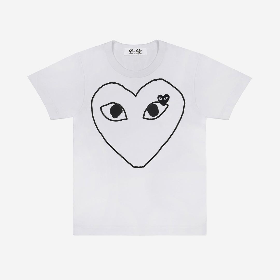 Play Comme des Garcons Black Heart Printing T-Shirt White