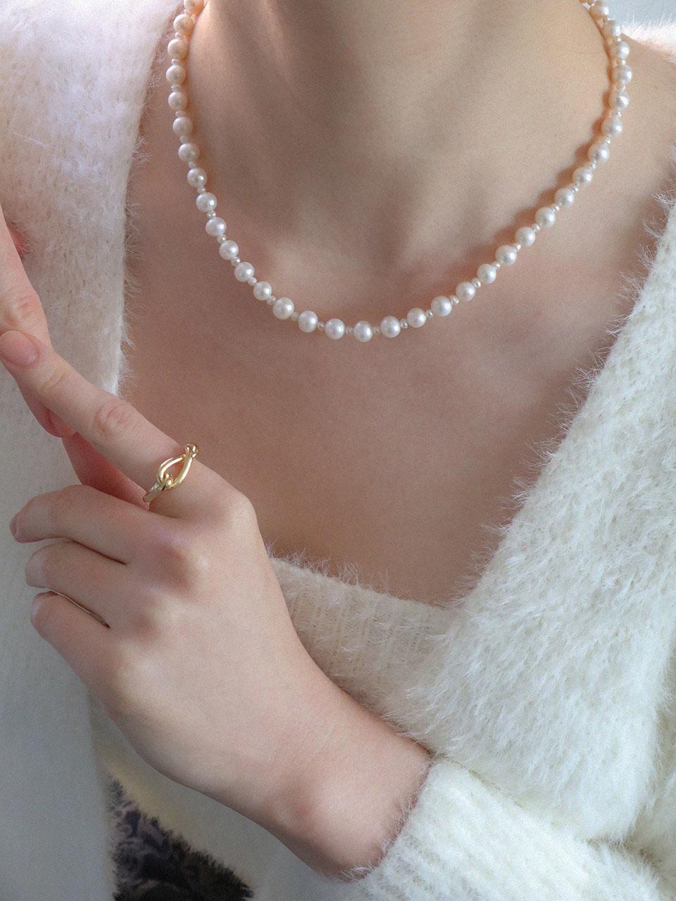 Bold Pearl Necklace - dot (925 silver)