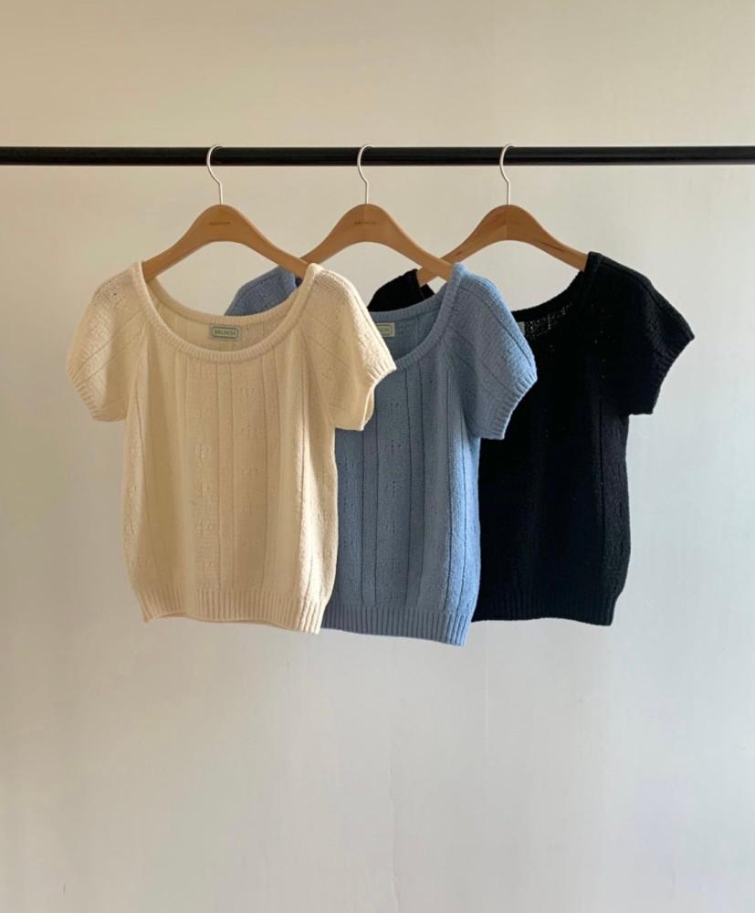 SALE BR 스카시 반팔 니트 유넥니트-당일