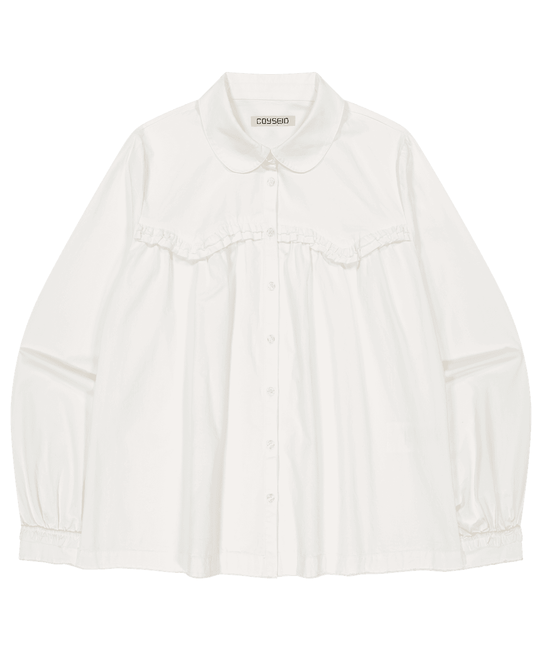 ROUGH CUT FRILL SHIRT WHITE