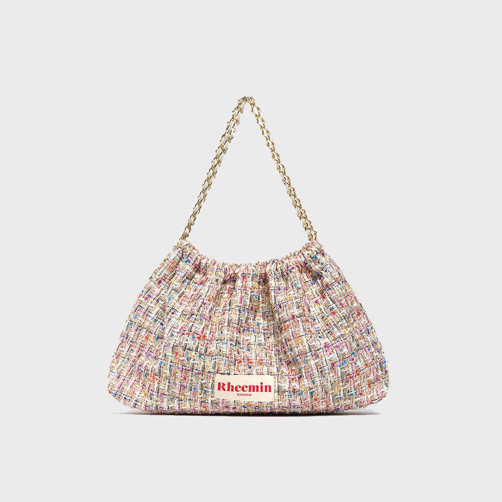 TWEED MUFFY wide chain bag - IVORY