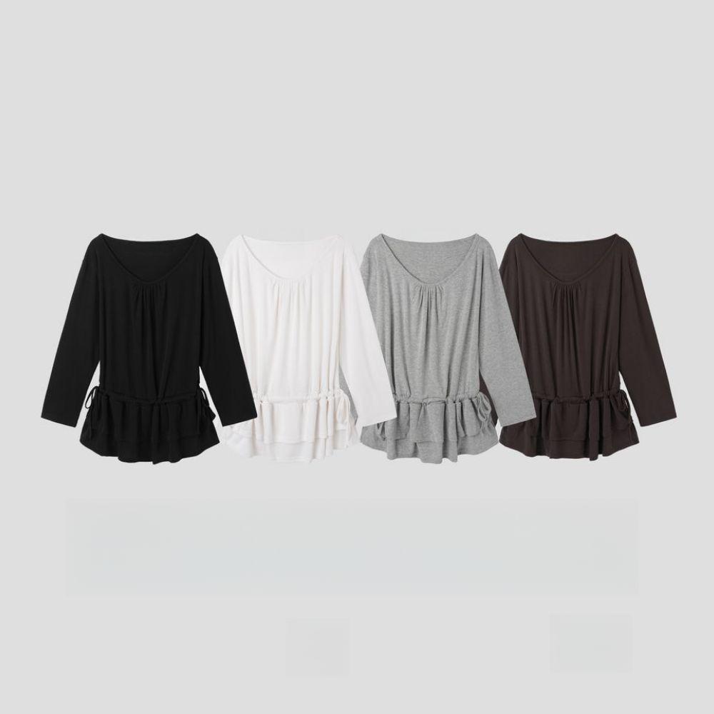 아방듀 [ 4 Color ] 허밍 셔링 캉캉 보트넥 레이어드원피스