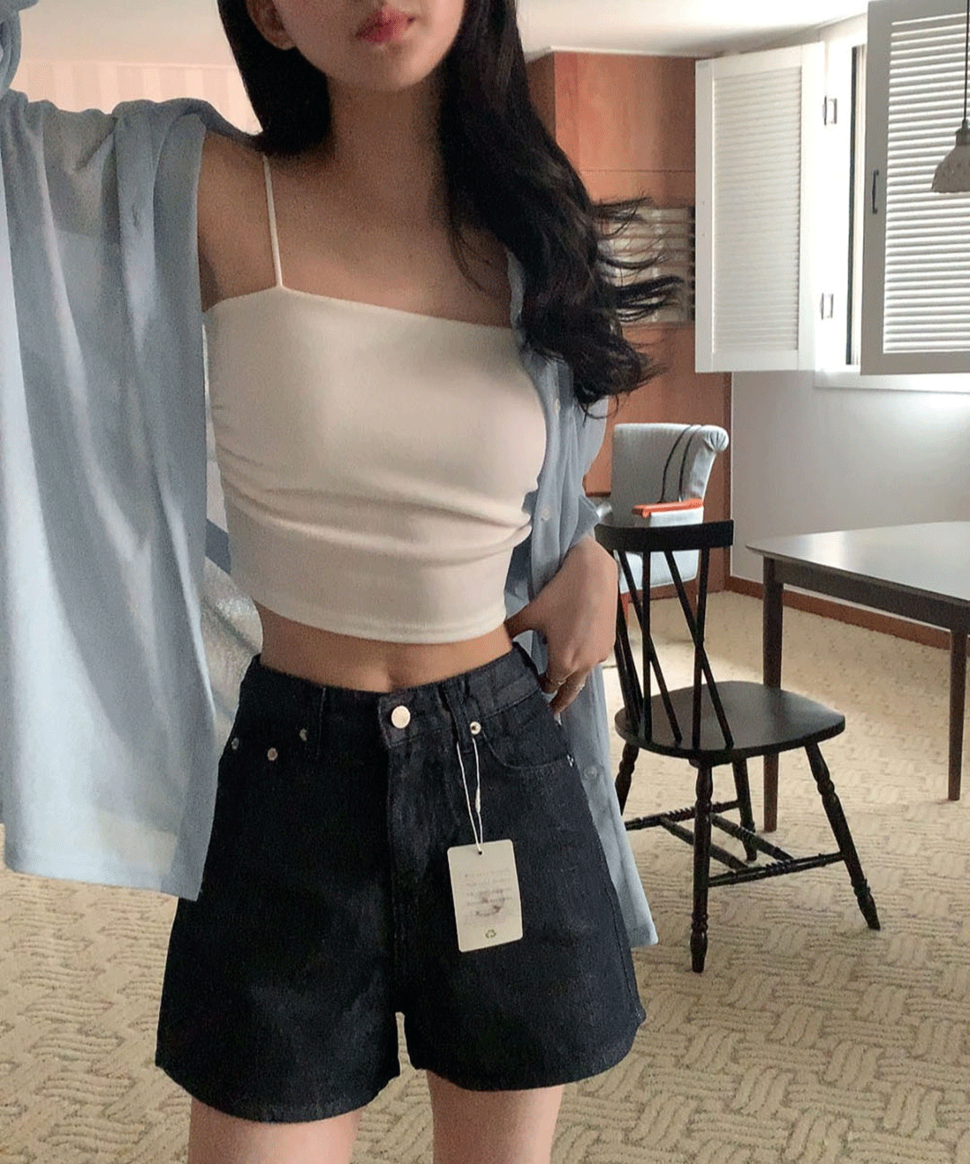 (숏,롱 2ver.) 브라 캡 내장 끈 크롭 민소매 이너 탑 면 여름 스판 일자 나시 6col