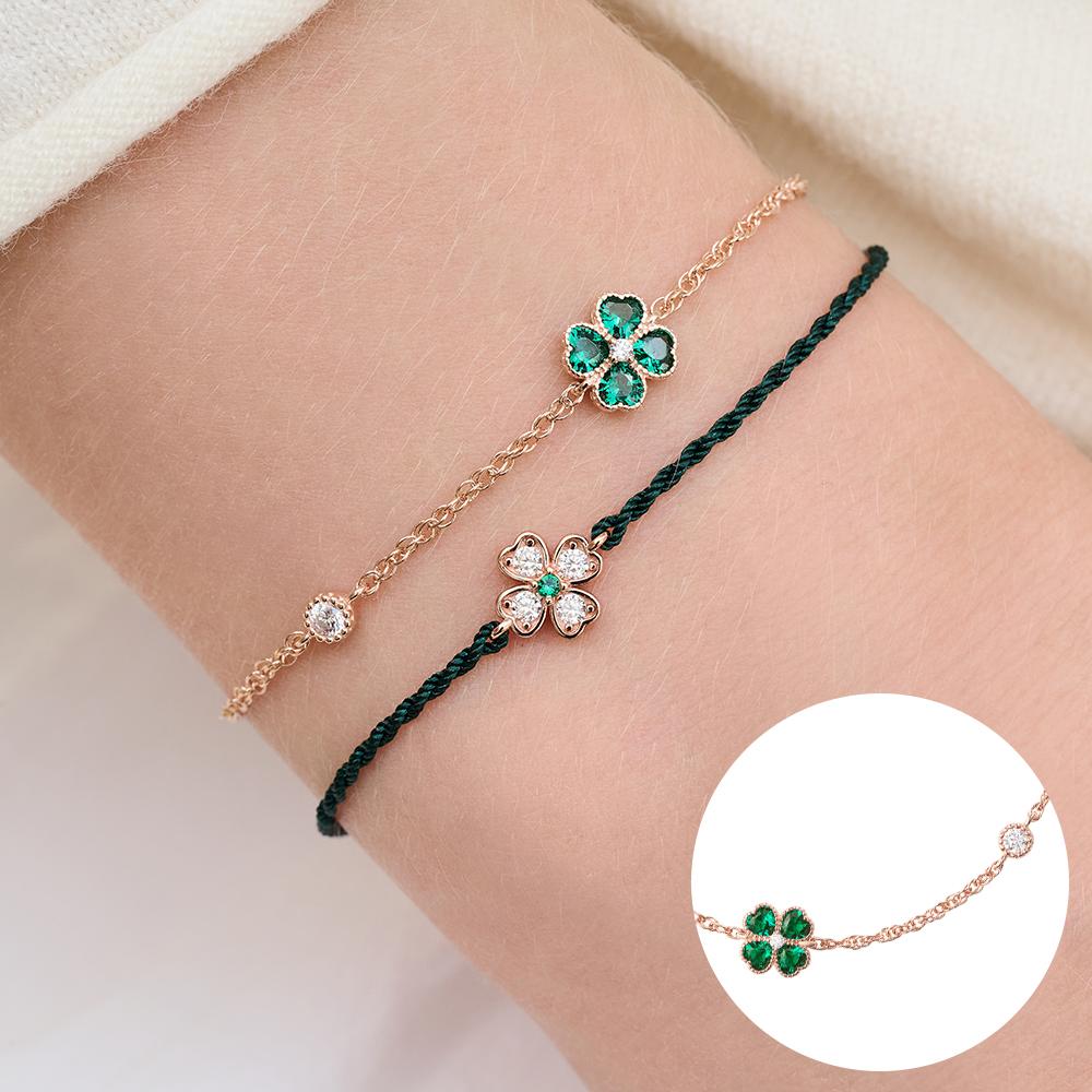 [선물포장] 로즈몽 그린 클로버 실버 팔찌 RA25B47A