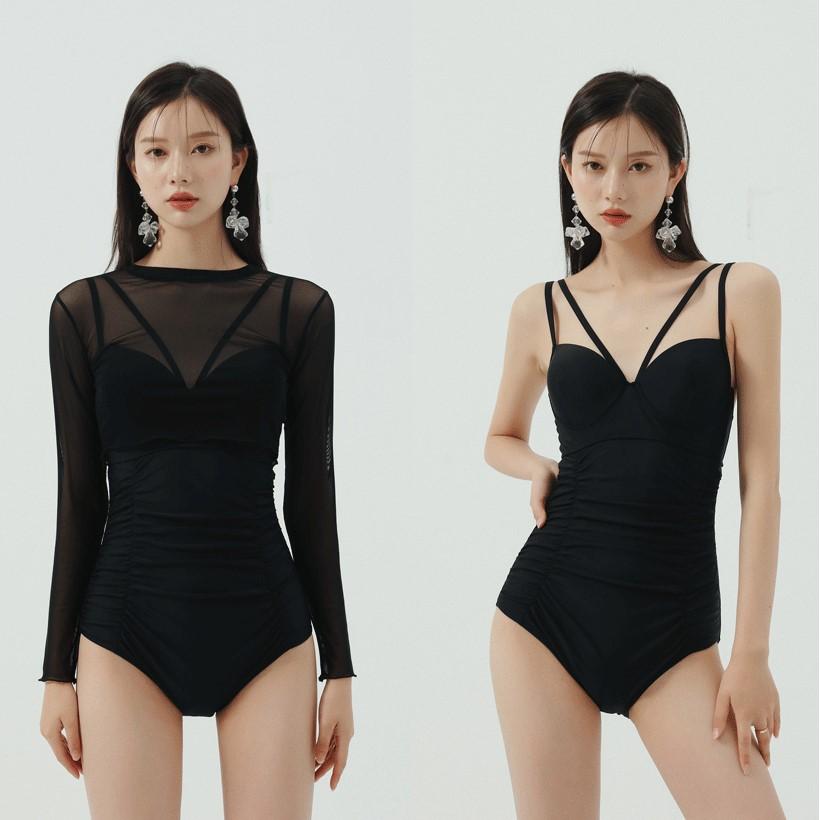 [M-XL]오늘출발 빅사이즈 시스루 섹시한 긴팔 커버 모노키니 여성 수영복