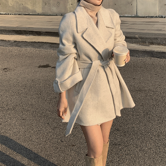 히니크 [자체제작] 2ver. 제노바 캐시미어5% 스티치 벨티드 로브 핸드메이드 코트 (숏/롱) -4 color