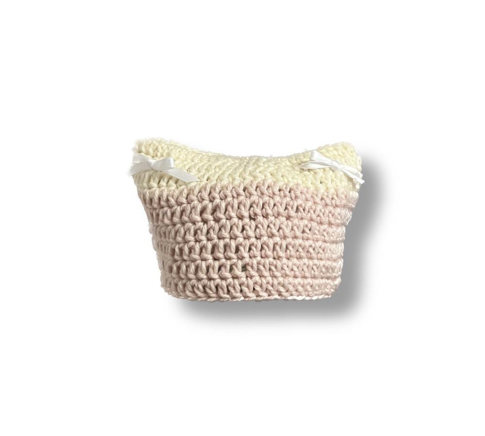 Aubery pink ribbon cat beanie.