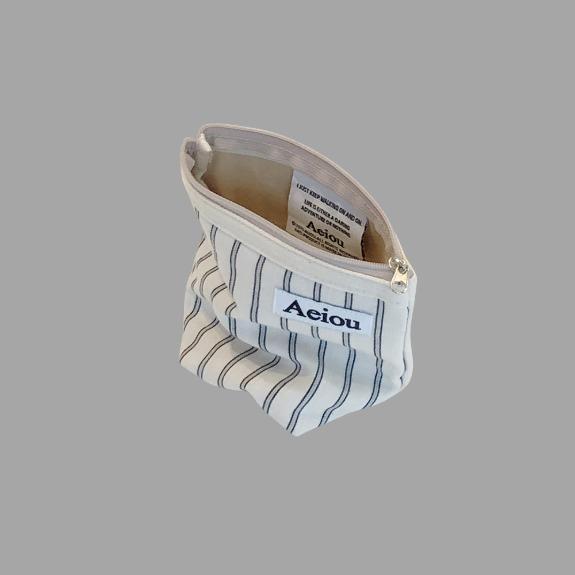 Aeiou Basic Pouch (M size) Cotton Gray Line