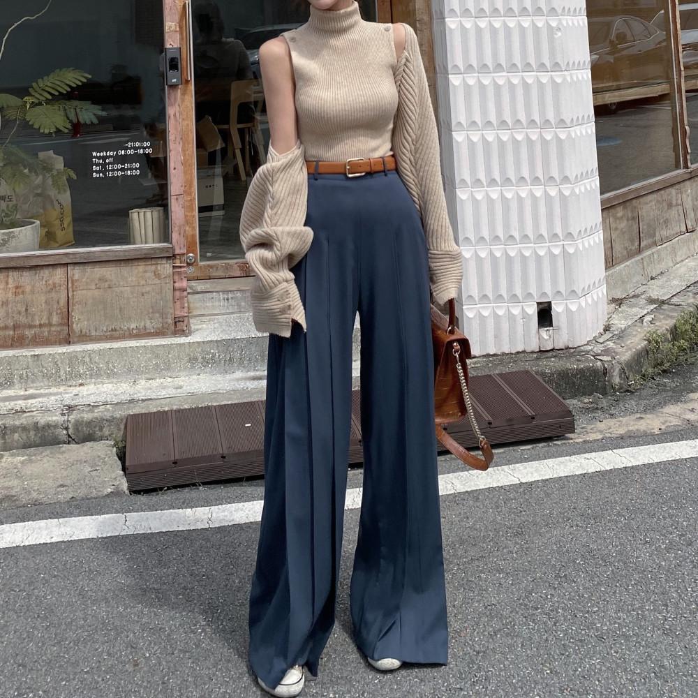 (당일발송)마랑 롱 플리츠 슬랙스 2color 하이웨스트 키큰여자 플리츠팬츠 주름 와이드 핀턱