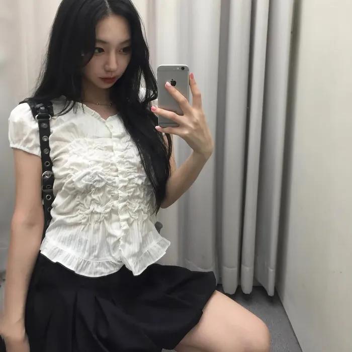 Saya Frill Puff Blouse (FL-180_White)