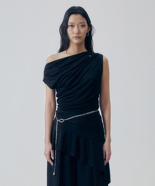 Ruched Soft Jersey One-piece [ Black ]