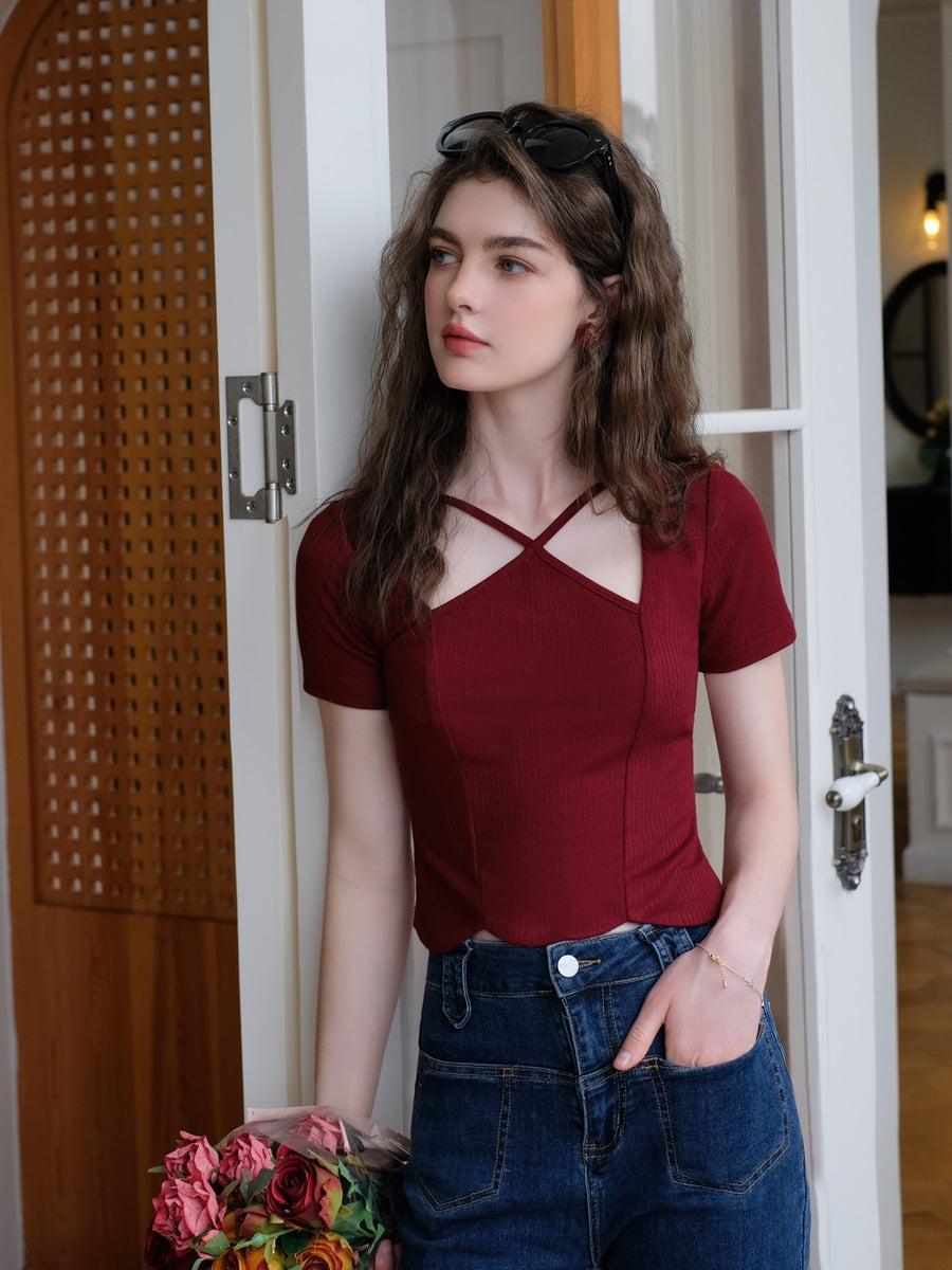 Hollow Out Knitted T Shirt