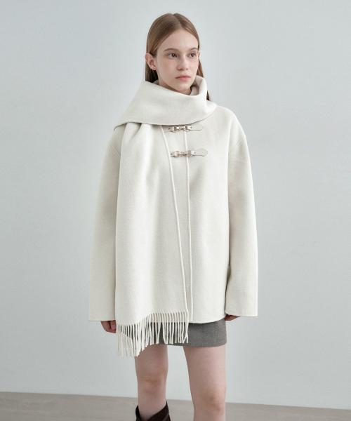 울 캐시미어 핸드메이드 머플러 코트 아이보리 MDCT016IVORY