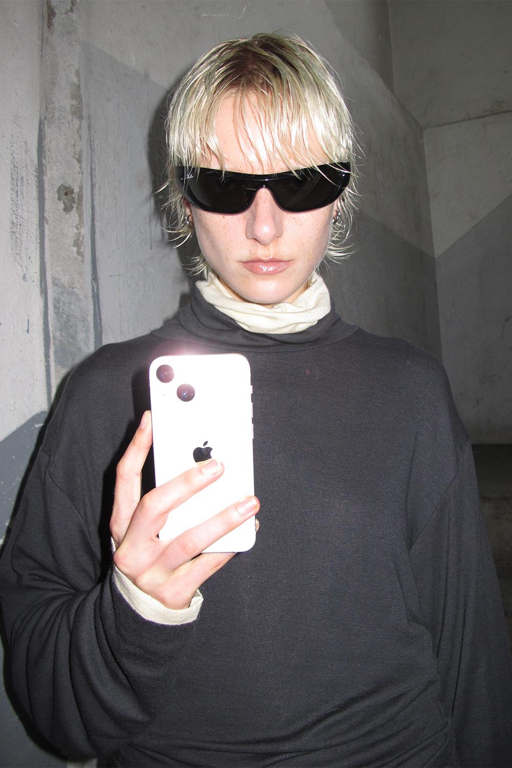 Wool Turtle Neck Long Sleeve Top, CHARCOAL