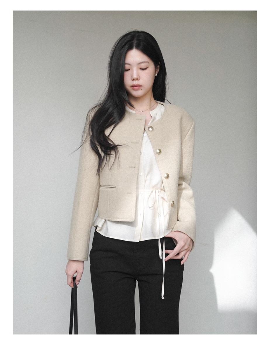 클래식 알파카 라운드 자켓 [밀크샌드]