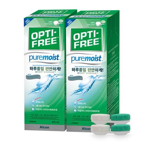 옵티프리 퓨어모이스트 렌즈세정액 420ml 2p + 렌즈케이스 2p, 420ml, 2개