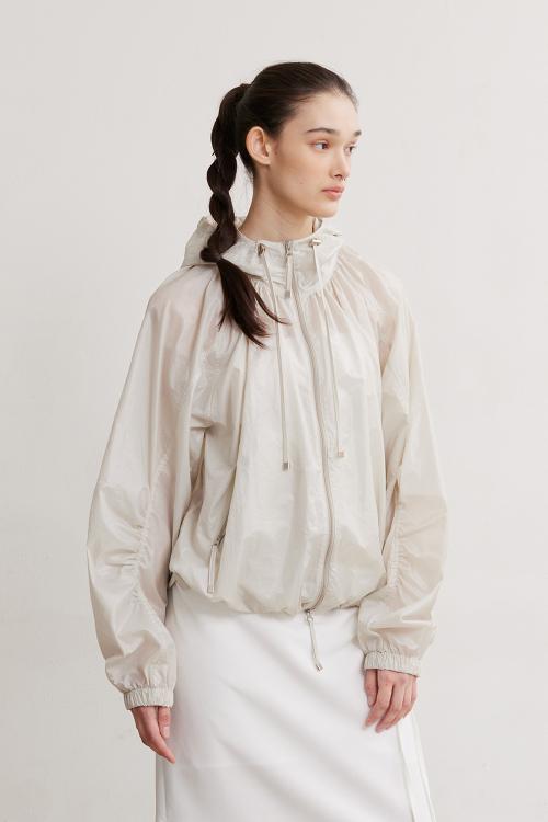 LIGHT SHIRRING WINDBREAKER (BEIGE-GREY)