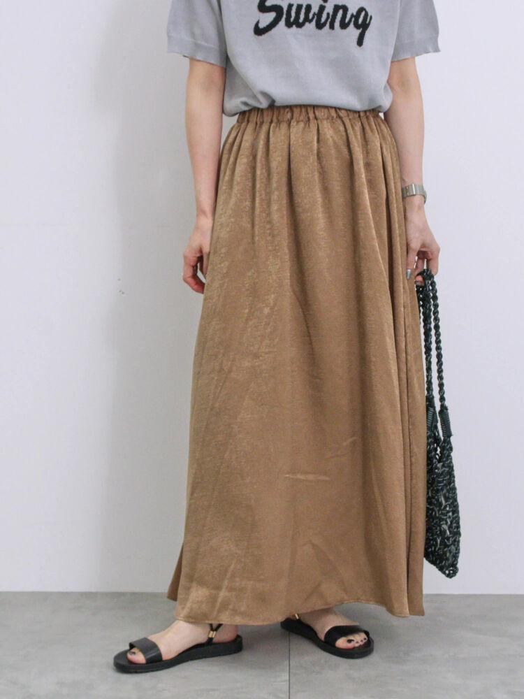 Samansa Mos2 blue/メタリックサテンスカート(スカート) | CAN ONLINE SHOP