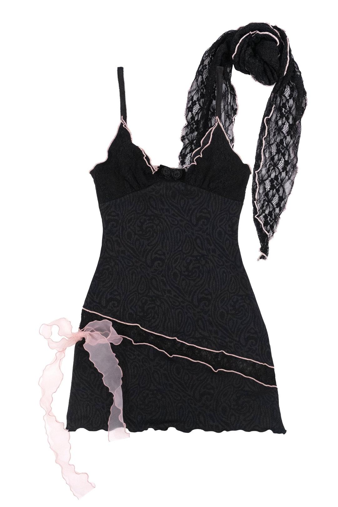 White Scarf Dress Set - XS / Black