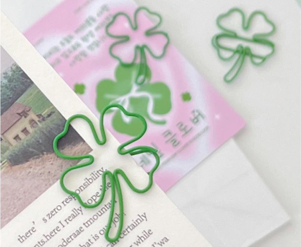 행운의 네잎클로버 클립 다꾸 서류 스티커 고정 디자인클립