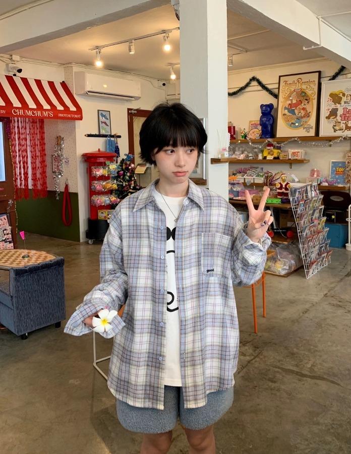 Meihao Store 베이직 투톤 체크 셔츠 (2color)