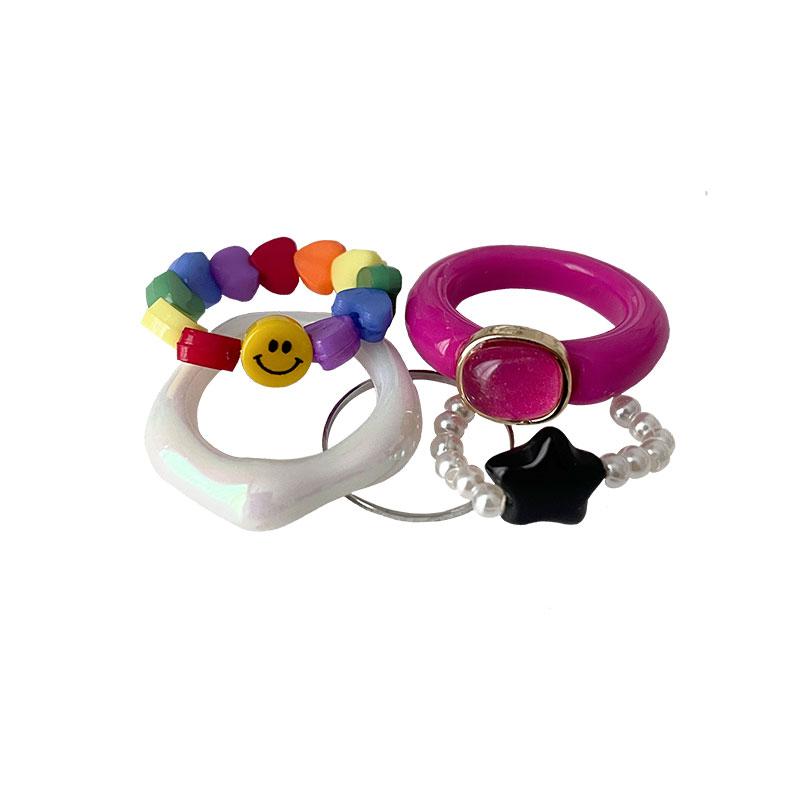 Rainbow smile ring set